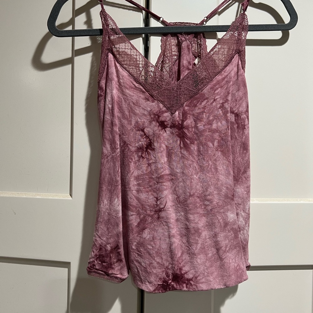 Lace Trim Tie-Dye Top